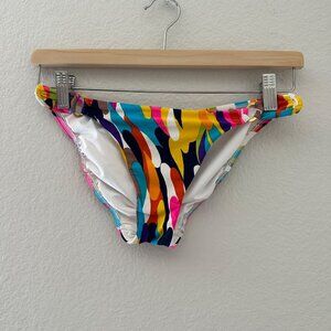 Trina Turk Side Gold Ring Cheeky Swim Bikini Multicolor Print Sz XS